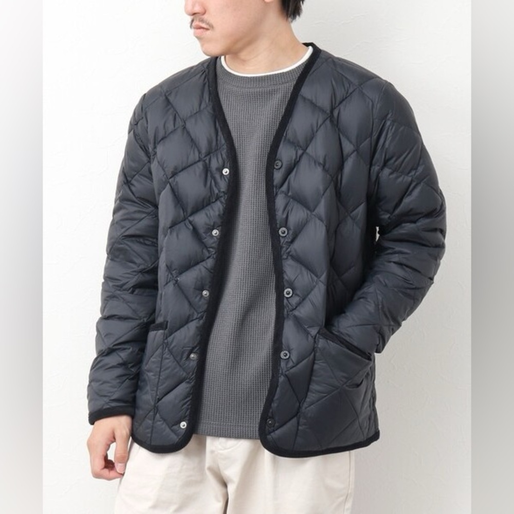 TAION |garmentory| piping v neck quilted cardigan in navy - small NWOT